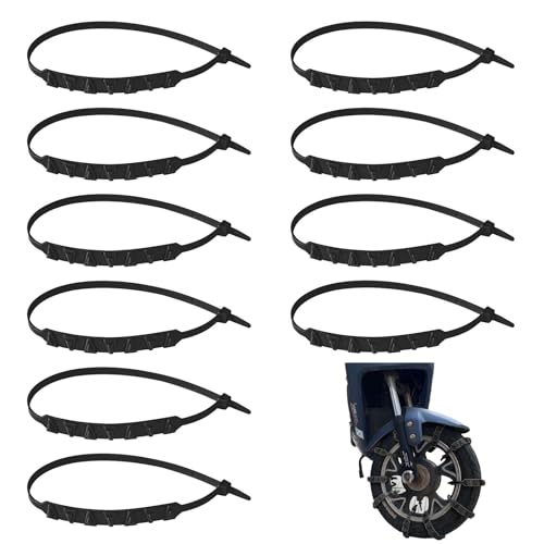 Doyime オートバイ用 タイヤチェーン 10本セット スノーチェーン 非金属 使い捨て 簡易チェーン 簡単装着 緊急脱出 悪路 雪道 凍結 泥濘 汎用 滑り止め 事故防止 冬の必需品