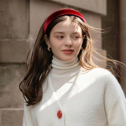 Image of DRESHOW 4 Pcs Velvet Wide Headbands for Women Girls Turban Vintage Boho Head Bands Fashion Non Slip Head Wraps Hoop Hair Accessories