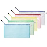KATEVO B6 Zipper File Bags, 5 Colors Zippered Water-resistant PVC Bag Storage Pouch for Women, Men Organizer Document, Business Receipts, Cosmetics, Travel Accessories (5 pcs)