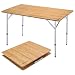 KingCamp Folding Bamboo Table 3 Heights Heavy Duty 6-Person Portable Environmental Protection Anti-UV Camping Table