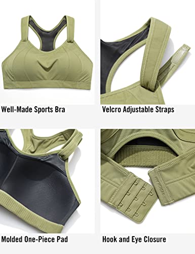 Image of SYROKAN Women's Sports Bra Front Adjustable Padded | High Impact, Racerback, Wireless, Plus Size, Full Coverage, Running Bra
