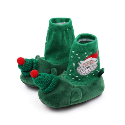 Toddler Shoes for Girl Infant Christmas Booties Soft Baby Santa Winter Warm Fleece Slippers Snow Lace up Shoes for Girls2