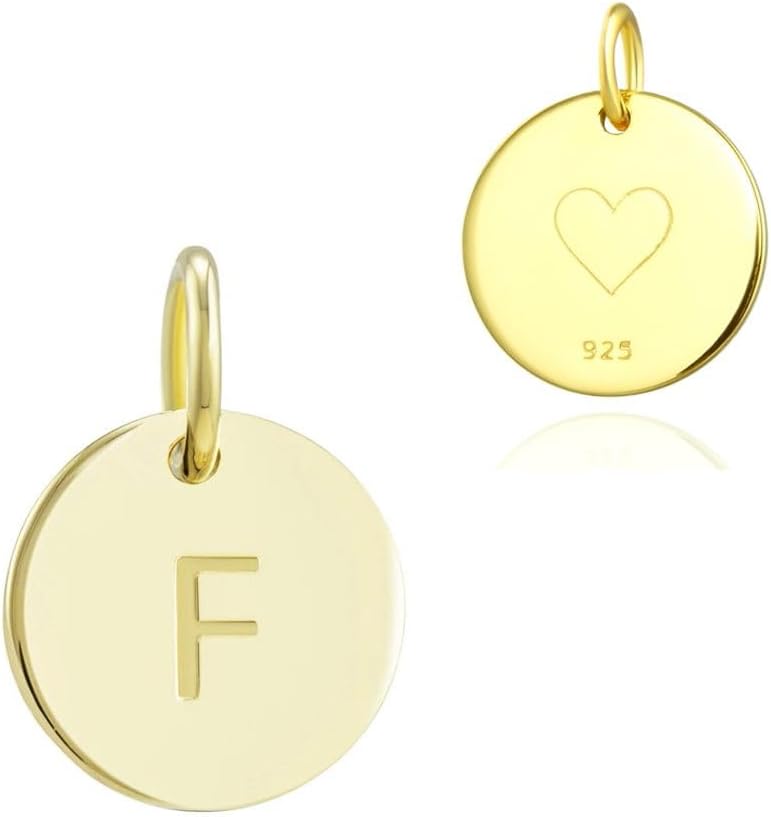 Adabele Authentic Sterling Silver A-Z 26 Small Alphabet Letter Charm 12mm Round Dics Pendant for Earrings Bracelet Necklace Anklet Personalized Craft Jewelry Making