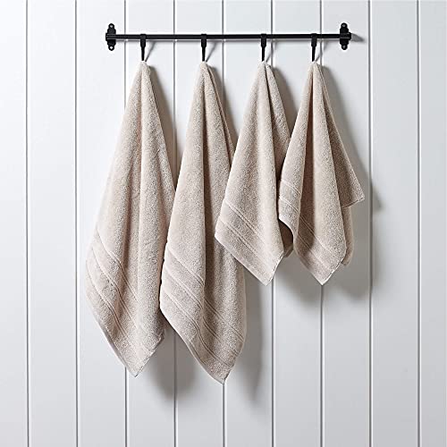 Christy Antalya Large Bath Towels | Set of 4 | 100% Turkish Cotton | 600GSM | Soft Plush Luxury Towel Set | 2 Bath Towels 2 Hand Towels | Quick Dry | Pumice Beige