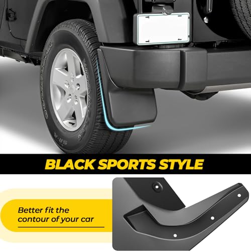 Image of Front & Rear Mud Flaps for Jeep Wrangler JL 2018+, Heavy Duty Splash Guards for Jeep Wrangler JL 2018-2026 Accessories Replace OEM #82215333 82215332AB (Exclude Rubicon /4xe /Willys) 4PCS