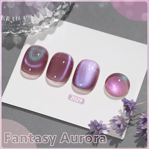 GAOY Cat Eye Gel Nail Polish, 16ml Glitter Holographic Nail Polish with Magnet, Reflective Translucent UV Gel, 2029 Fantasy Aurora