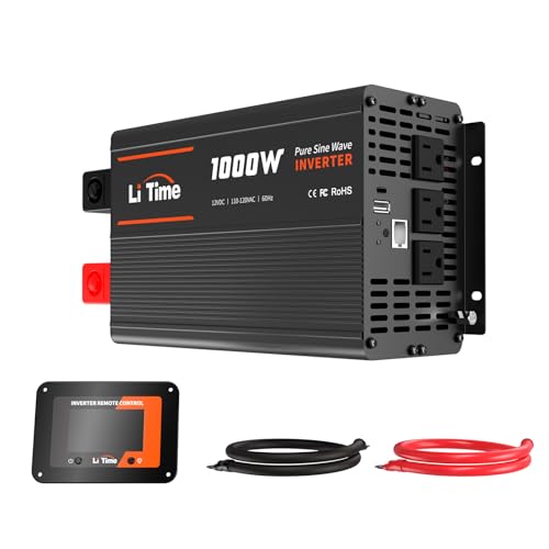Image of LiTime 1000W Pure Sine Wave Inverter, 12V DC to 120V AC, Power Inverter 12V