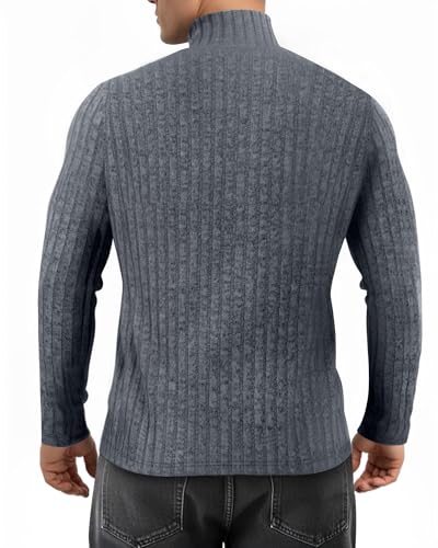 MANGOPOP Men's Mock Turtleneck Long Sleeve Shirts Fleece Ribbed Knit Pullover Sweater Basic Thermal Undershirt Tops 20253