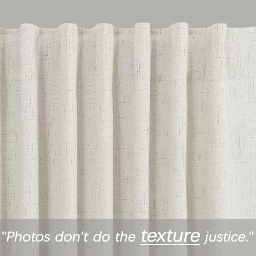 Image of KOUFALL Cream Beige Back Tab Linen Blackout Curtains 36 by 40 for Bedroom