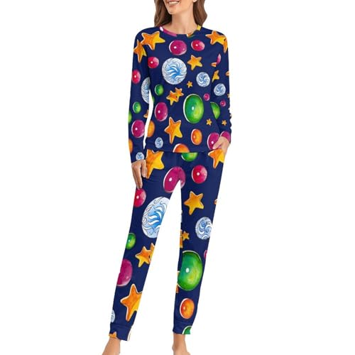 Pyjama femme perles d'étoiles colorées pour des nuits sereines et chaleureuses