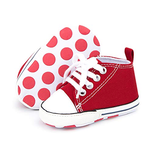 Image of Meckior Baby Girls Boys Canvas Sneakers Soft Sole High-Top Ankle Infant First Walkers Crib Shoes