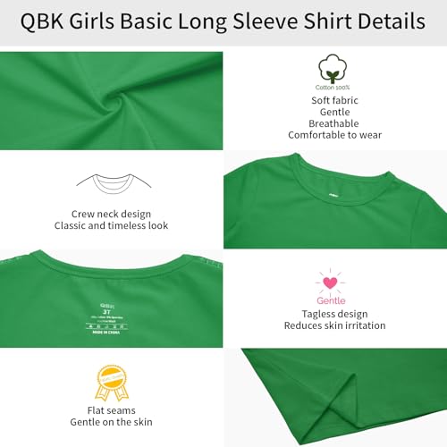 Image of 3T 4T 5T to 12 Years Girls Long Sleeve Shirts Kids Cotton T-Shirt Toddler Basic Crew Neck Top