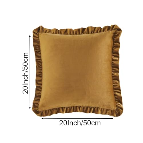 Image of Amazon Brand - Umi Velvet Brown 20x20 Pillow Covers, Set of 2 Decorative Ruffle Cushoin Pillow Covers for Sofa Couch