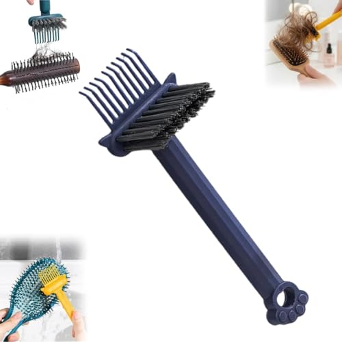 2-in-1 Hair Brush Cleaner Tool 2026 NEW Comb Cleaning Brush Effortlessly Removes Hair & Dust from Combs Mini Cleaning Rake with Pick & Bristles for Home and Salon Use (Blue)
