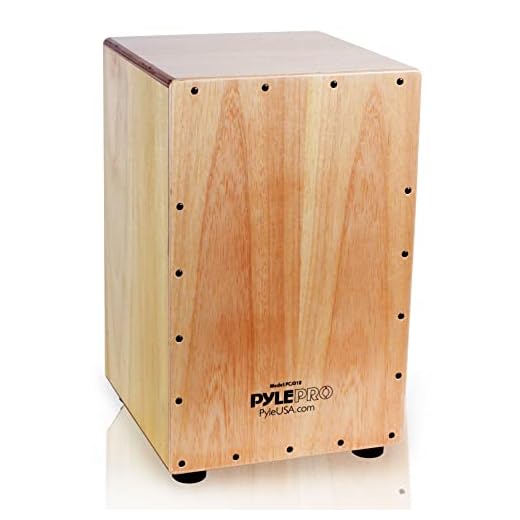 Pyle Jam Wooden Cajon, Handcraft Compact and Lightweight Percussion Box with Internal Guitar Strings, Rubber Capped Feet, Suitable for All Ages, (PCJD18)