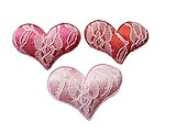  YYCRAFT Gepolsterte Satinherz-Applikation für Kleider, Nähen, Verzierungen, Hochzeit, Party, Dekoration, Valentinstag, Kartenherstellung, 3 Colors Lace Heart 2 1/8\