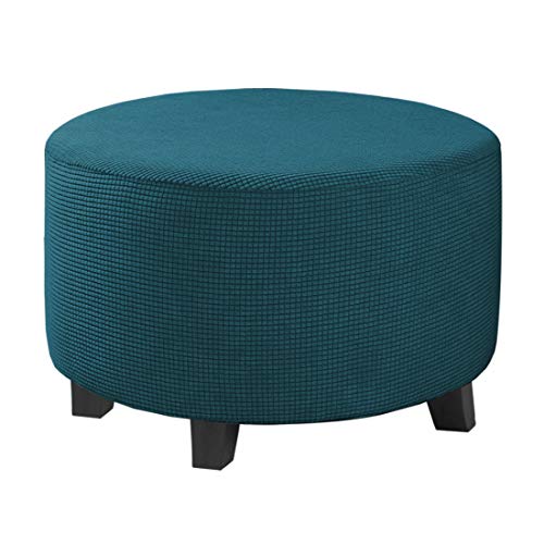 Image of H.VERSAILTEX Ottoman Cover Stretch Ottoman Slipcover Round Ottoman Storage Cover Folding Stool Covers Furniture Protector Cover for Footrest Ottoman Fit Dia 20 inch - 23 inch, Deep Teal