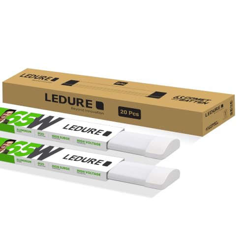 Image of LEDURE Comet 65W LED Batten 4 Feet | Pack of 20 | 6500 Lumens | 65W Tubelight Equivalent | Cool White 6500K | Wall Ceiling Tubelight for Home, Warehouse, Industrial & Commercial Spaces