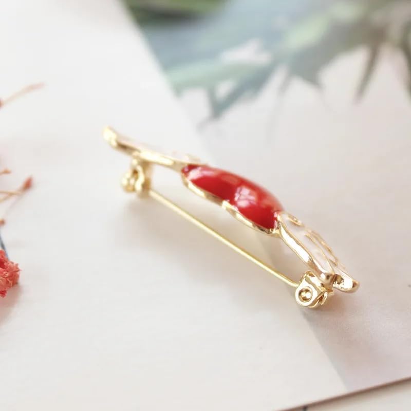 Heart Wing Enamel Metal Lapel Clip Brooch for Clothing, Red & White image 5