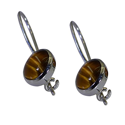 Boucles d'oreilles oeil de tigre argent bijoux femme forme ronde