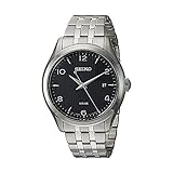 Seiko メンズ アナログ ソーラー 腕時計 ステンレススチールベルト SNE489P1, シルバー, ブレスレット