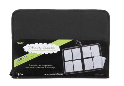 Darice Embossing Folder Organizer – Holds 40, 5”x7” Folders – High Quality Black Nylon Zippered Case with 40 Storage Pockets – Keep Embossing Folders Neat, Organized and Protected, 16.75”x11.75”x1.75”