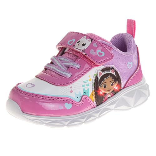 Gabby's Dollhouse LED Sneakers with Easy Strap - Gabbys Laceless Closure Lightweight Light up Kitty Cat Shoes (Size Toddler-Little Kid)