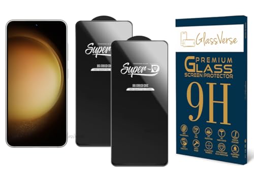 Image of GlassVerse FingerPrint Compatible HD Oleophobic Tempered Glass For Samsung Galaxy S23+ (Pack Of 2) with Free Installation Kit Full screen Coverage - 6.56 inch