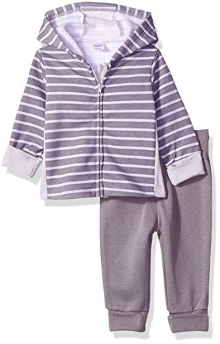 Hanes baby boys Ultimate Flexy Fleece Adjustable Fit Jogger With Zippin Fleece Hoodie Layette Set, Grey Stripe, 0-6 Months US