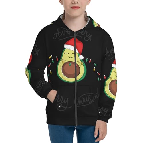 Avocado Merry Christmas Kid Hoodies Boys Zip Up Sweatshirts Girls Pullover with Pocket3