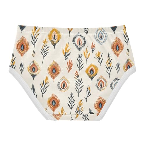 ZZKKO Bohemian Leaves Pattern Girls Underwear Toddler Panties for Girls Comfort Brief Size 2-8T2