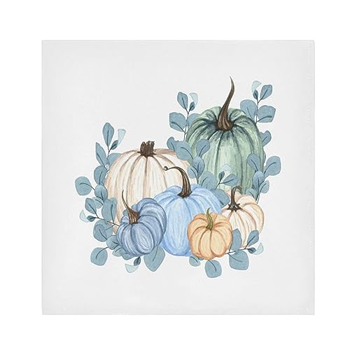 Blue Pumpkin Fall Cloth Napkins Set of 6 Autumn Thanksgiving Napkins Cloth Washable Dinner Napkins for Wedding Reception Kitchen Dining Table Holiday Party Decor 20x20 Inch