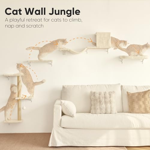 image for FUKUMARU Cat Wall Shelves, Stable & Safe 4 in 1 Cat Walls Furniture Se