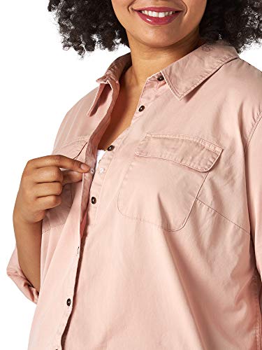 Riders By Lee Indigo Women's Plus Size Twill Long Sleeve Shirts, Rose Cloud, 2X #TOP2