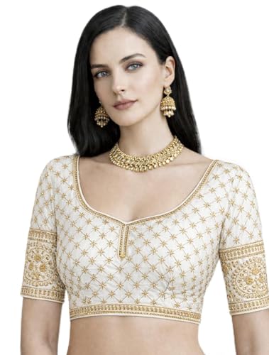 Women's Readymade Saree Blouse, Sequence and Gold…