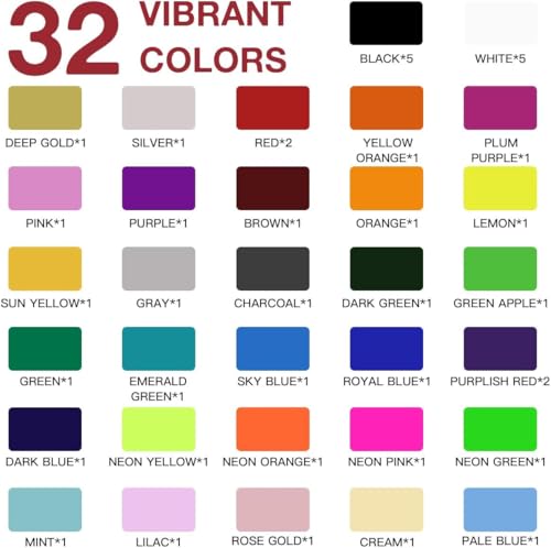 Heat Transfer Vinyl Bundle - 43 Pack 12" x 10" PU Iron on Vinyl for T-Shirt, 32 Assorted Colors HTV Vinyl for Heat Press Machine - Easy to Cut, Weed & Transfer - Image 4