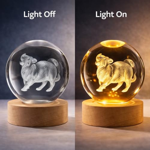 Lámpara de Noche Bola de Cristal con Base de Madera USB miniatura 4