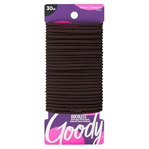 Goody Ouchless Hair Elastics – No Pull, No Breakage, Tangle-Free Hold for Thick, Curly, Coily & Textured Hair – 30 Count, Brown, Long-Lasting Ponytail Holders for Women & Men