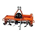 Attachments 3 Point Rotary Tiller Attachment Fits Cat 1 Tractors, Single Speed PTO Driven Cultivator with a 540 RPM Gearbox, Replaceable L-Shaped Tines Work 5" Deep (Orange)