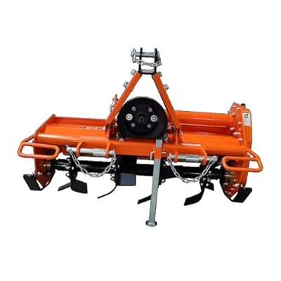Attachments 3 Point Rotary Tiller Attachment Fits Cat 1 Tractors, Single Speed PTO Driven Cultivator with a 540 RPM Gearbox, Replaceable L-Shaped Tines Work 5" Deep (Orange)