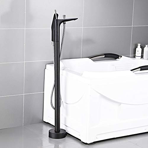 Mitigeur de baignoire autoportant monocommande avec douchette noir - 3