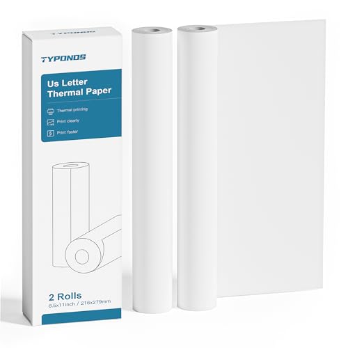 D820 Thermal Printer Paper 8.5 x 11 Inch, Continuous Thermal Paper Roll, US Letter Size printing paper Compatible with D820 Portable Printer, 2 Rolls