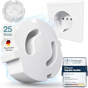 MUTKIND 25x Steckdosen Kindersicherung – (Zum Stecken) Steckdosenschutz Kindersicherung Steckbar – Kindersicherung Steckdose – Steckdosensicherung Baby – Steckdosenabdeckung Weiß