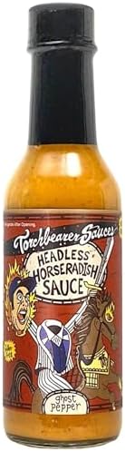 TorchBearer Sauces Headless Horseradish Ghost Pepper Hot Sauce 5oz, Heat level 6 - Featured on Hot Ones - All Natural, Extract-Free, Made in USA