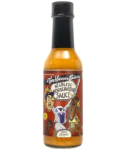 TorchBearer Sauces Headless Horseradish Ghost Pepper Hot Sauce 5oz, Heat level 6 - Featured on Hot Ones - All Natural, Extract-Free, Made in USA
