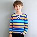 Shirt for Teens Girl Kids 2026 Fashion Striped Henley Shirt Long Sleeve Boys Girls Crewneck Athletic Uniform Cute Bear Print School Tops Orange