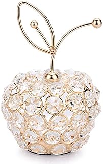 Tolida Sparkly Crystal Apple Fruit Ornament Artificial Fruit Sculpture Figurine Centerpiece Decor for Home Dining Table, Wedding/ Birthday Party (Apple, Gold)