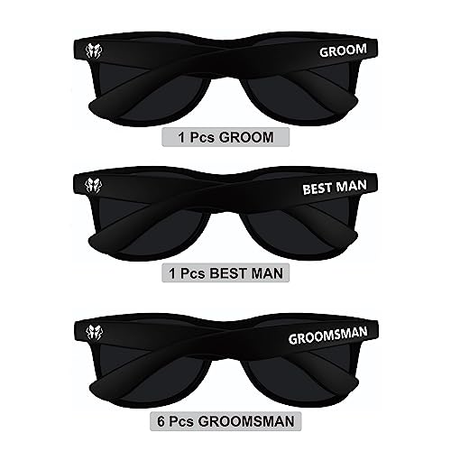 Image of 8 Pack Groomsmen Sunglasses for Men - Wedding Sunglasses for Groomsman Proposal Gifts, Bachelor Party Favors