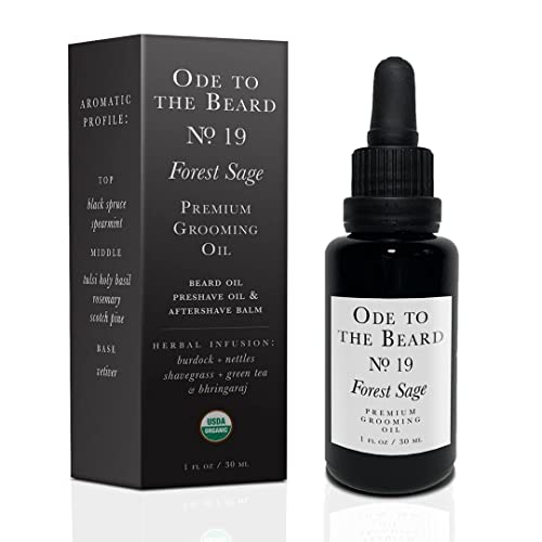 Vegan Mia - Usda Organic Spruce-Scented Beard Oil For Men, 3-In-1 Premium Grooming Oil With Argan Oil, Jojoba And More, For Beard Growth And Maintenance, Ode To The Beard Forest Sage Beard Oil, 1 Fl Oz #TOP21