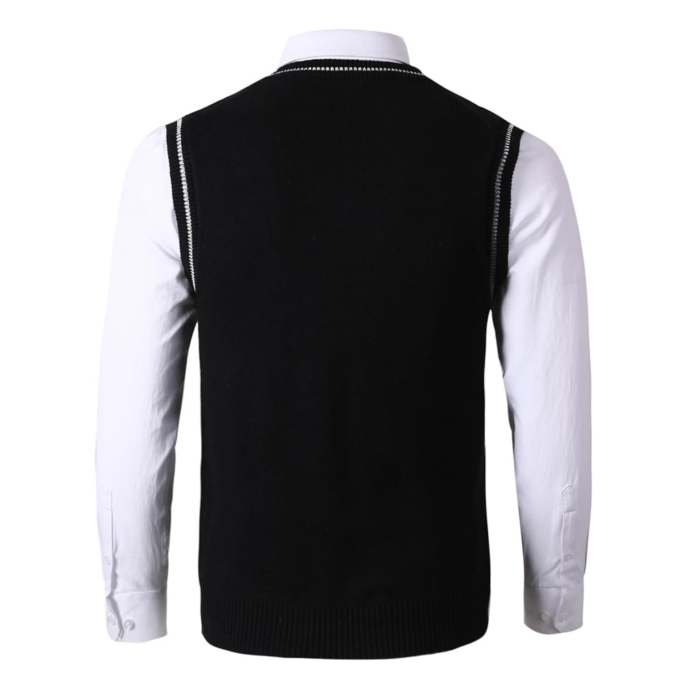 Herren Strick Pullunder V-Ausschnitt, Jacquard Strickweste, Strickpulli Herren Ärmellos